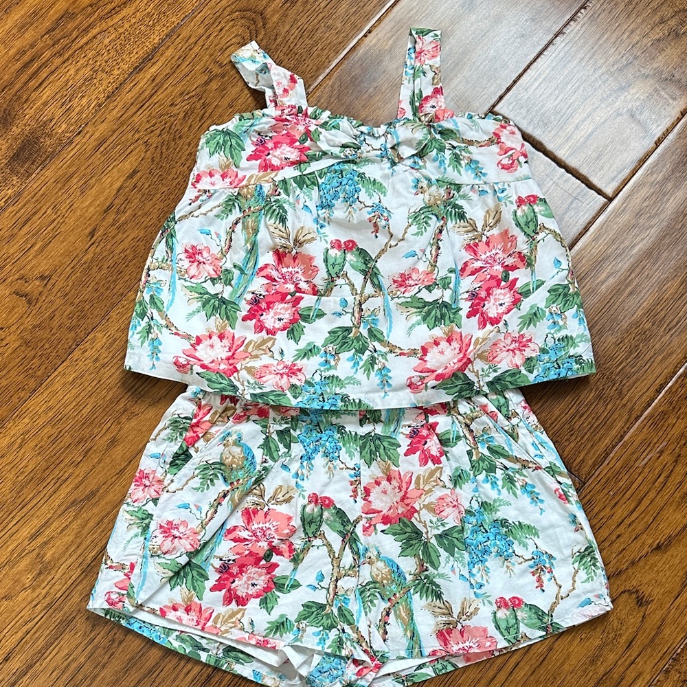 Tropical Floral Print Two-Piece Set